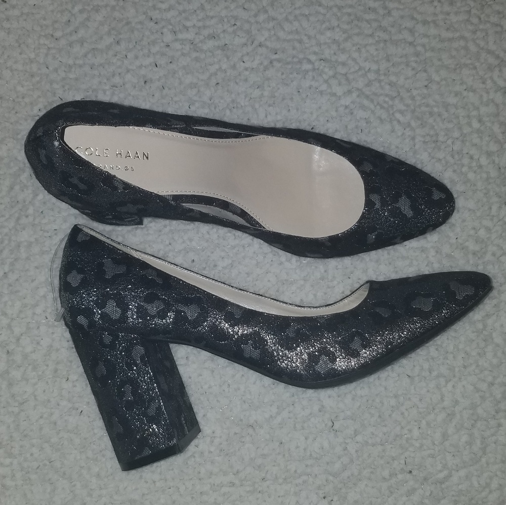 Cole Haan metallic leopard pumps